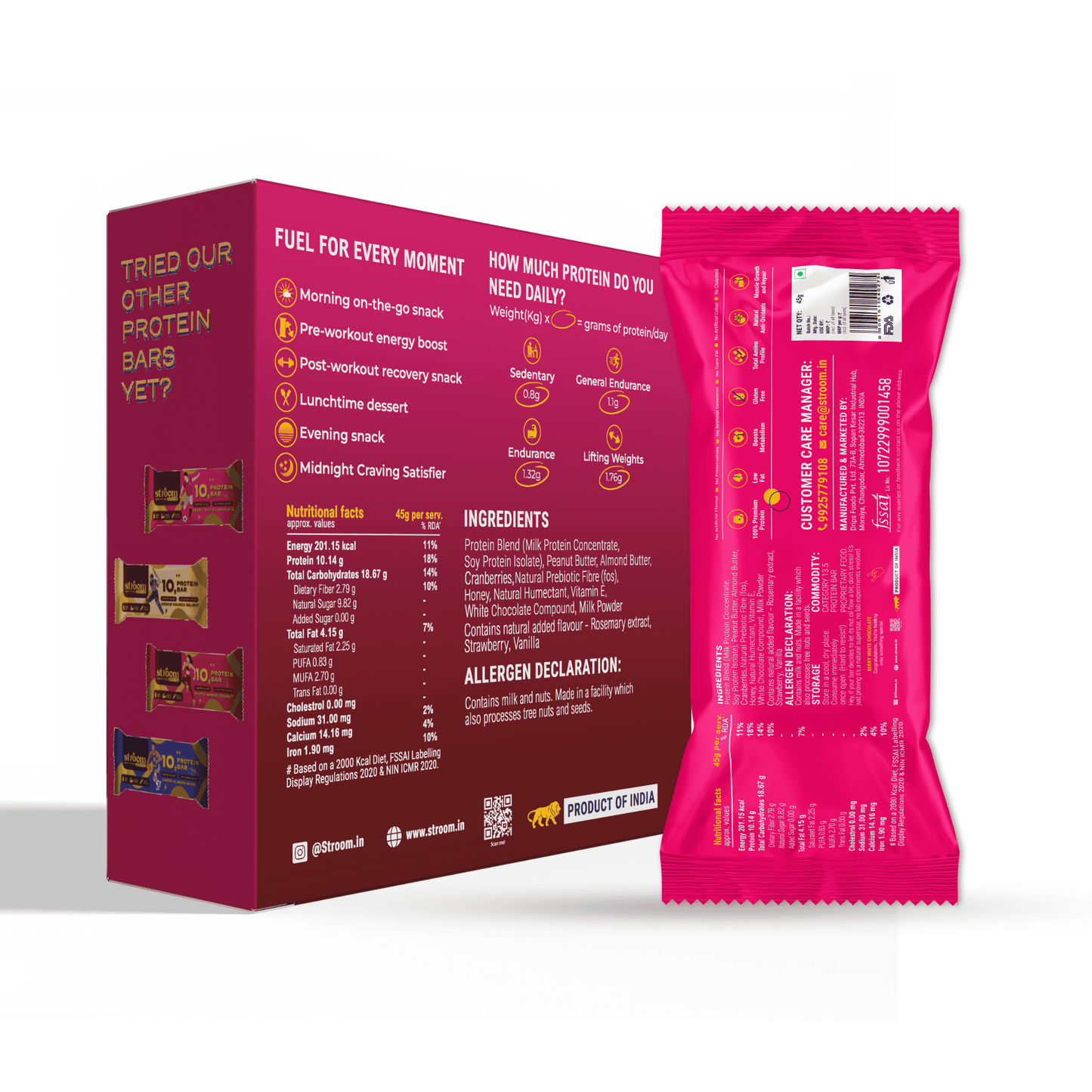 Berry White Chocolate 10g protein Bar – Pack of 6