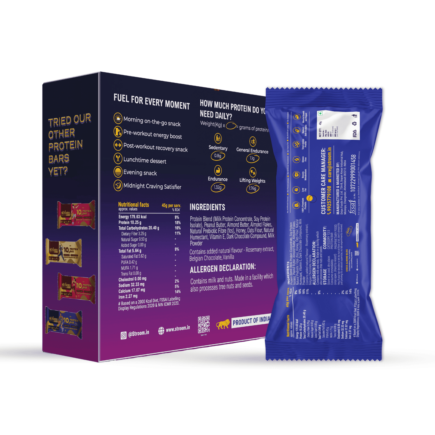 Choco Almond Bliss 10g protein Bar – Pack of 6